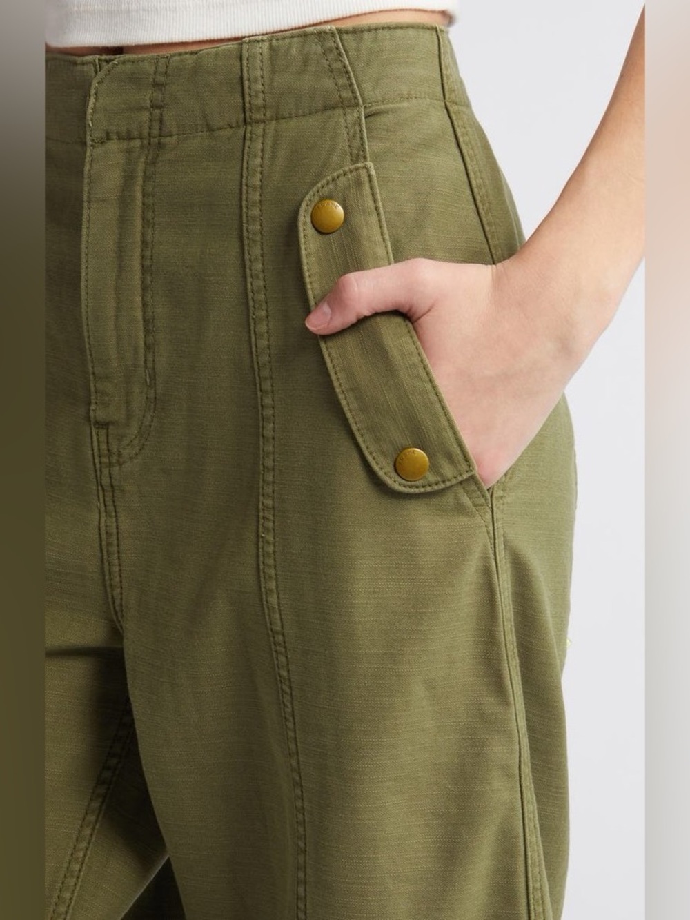 Frame High Waist Utility Barrel Pants - Washed Winter Moss - Picture 2 of 9
